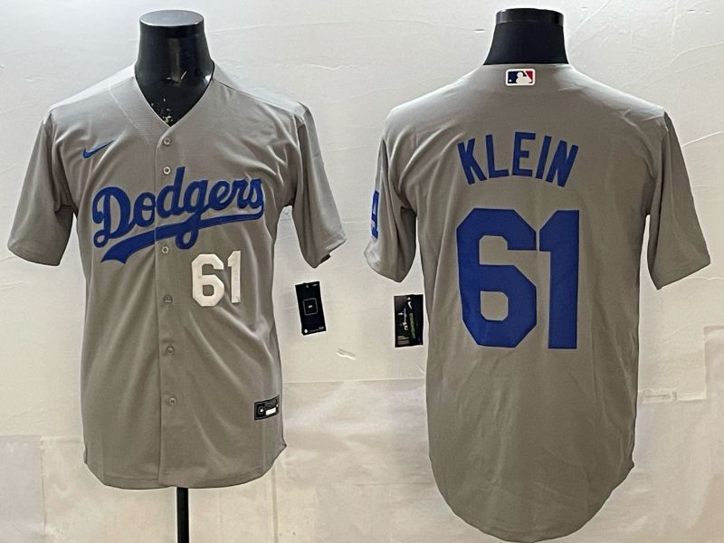 Men 2025 Nike Los Angeles Dodgers #61 Klein Grey Game MLB Jersey 02